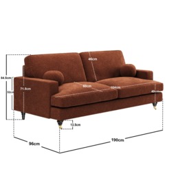 SOLACE+CO Addison 3 Seater Sofa Burnt Orange Chenille - thumbnail 6