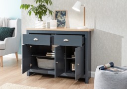 GFW Lancaster Large Sideboard Cabinet - Grey - thumbnail 3