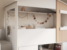 Flair Dreamland House Staircase Mid Sleeper with Storage White & Oak - thumbnail 3