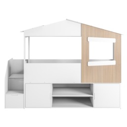 Flair Dreamland House Staircase Mid Sleeper with Storage White & Oak - thumbnail 6