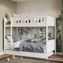 Flair Bea Wooden Bunk Bed with Trundle White