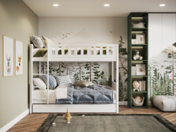 Flair Bea Wooden Bunk Bed with Trundle White - thumbnail 2