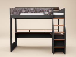 Recoil Ultimate Lumi Gaming High Sleeper with Desk Charcoal & Orange Small Double - thumbnail 6
