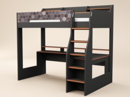 Recoil Ultimate Lumi Gaming High Sleeper with Desk Charcoal & Orange Small Double - thumbnail 5