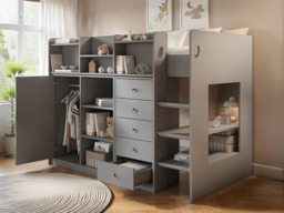 Flair Furnishings Wizard Junior High Sleeper Storage Station Grey - thumbnail 2