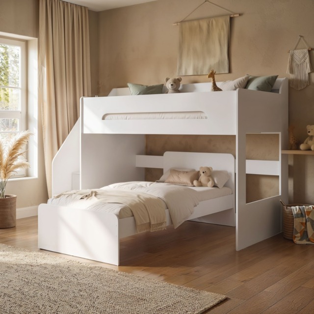 Flair Stepaside Staircase L Shaped Bunk Bed White - image 1