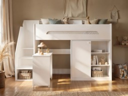 Flair Stepaside Staircase High Sleeper Workstation White - thumbnail 2