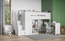 Flair Stepaside Staircase High Sleeper Workstation White
