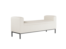 LPD Serena Upholstered Bench Ivory Linen Blend - thumbnail 3