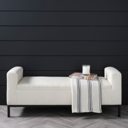 LPD Serena Upholstered Bench Ivory Linen Blend