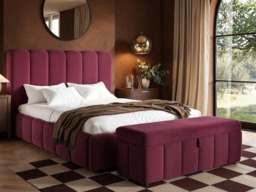 SOLACE+CO Emilie Ottoman Blanket Box Burgundy Velvet - thumbnail 3