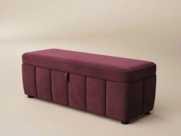SOLACE+CO Emilie Ottoman Blanket Box Burgundy Velvet - thumbnail 6
