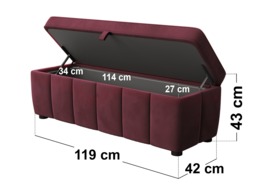 SOLACE+CO Emilie Ottoman Blanket Box Burgundy Velvet - thumbnail 5
