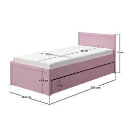 Flair Oli Single Wooden Bed with Drawers Pink - thumbnail 6