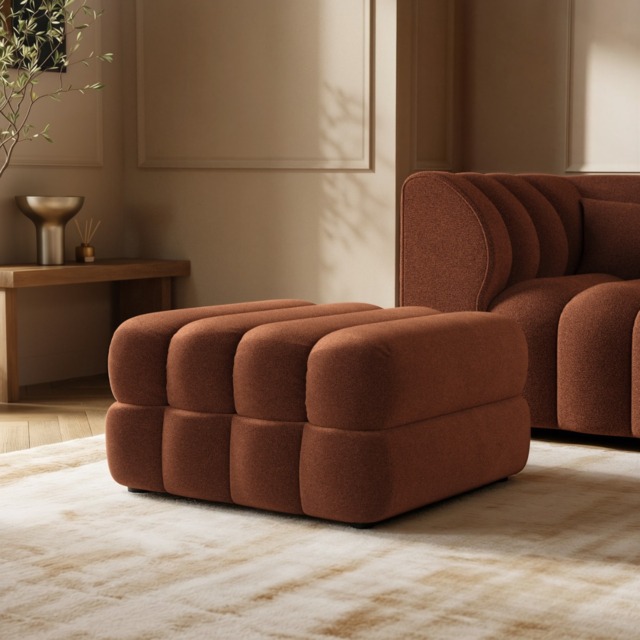 SOLACE+CO Halle Ottoman Storage Footstool Burnt Orange Chenille - image 1