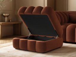 SOLACE+CO Halle Ottoman Storage Footstool Burnt Orange Chenille - thumbnail 2