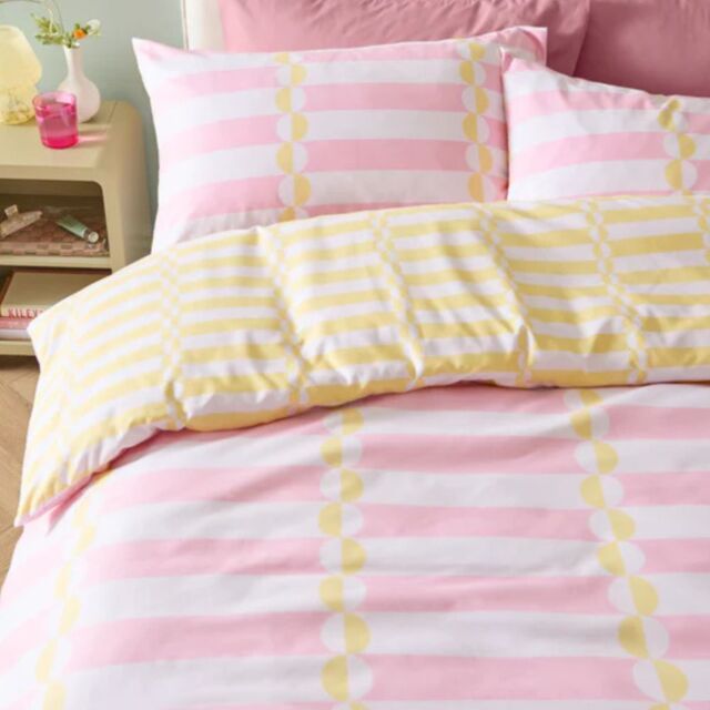 Duvet Day Lottie Reversible Soft Touch Duvet Cover Set-Double-Yellow & Pink - image 1