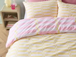 Duvet Day Lottie Reversible Soft Touch Duvet Cover Set-Double-Yellow & Pink - thumbnail 2