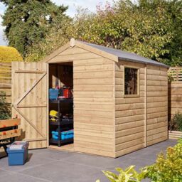 Rowlinson 8x6 Shiplap Apex Shed Single Door with Window - thumbnail 1