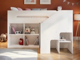 Flair Quinn Staircase Mid Sleeper Bed with Storage White - thumbnail 2