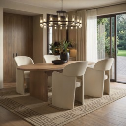 SOLACE+CO Varm & Estella Extendable Dining Table with Velvet Chairs Beige Table with 4 Chairs