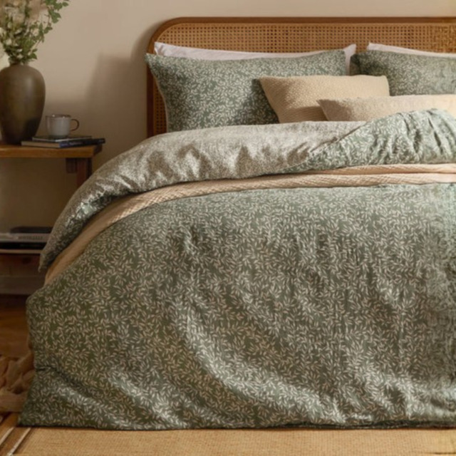 Yard Perrie Leaf Muslin Cotton Duvet Cover Set Forest-Double