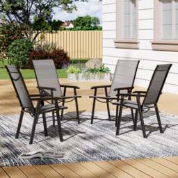 Living & Home Metallic-Frame and Fabric Foldable Chairs Set of 4