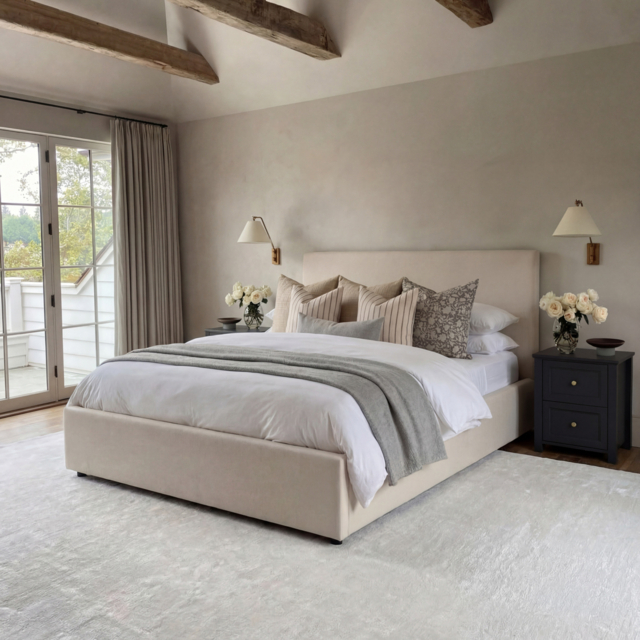 LPD Wilder Gas Lift Ottoman Storage Bed Antique White Kingsize - image 1
