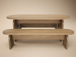 SOLACE+CO Varm Ribbed Oval Dining Table & 2 Bench Set Oak - thumbnail 5