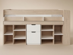 Flair Micah Mid Sleeper Cabin Bed with Pull-Out Desk & Storage Oak & White - thumbnail 5