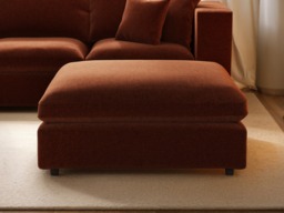 "SOLACE+CO Asher Large Square Footstool Burnt Orange Chenille " - thumbnail 2