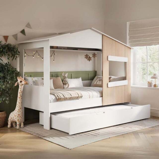 Flair Dreamland House Bed with Trundle White & Oak - image 1