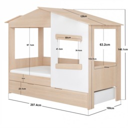 Flair Dreamland House Bed with Trundle White & Oak - thumbnail 6
