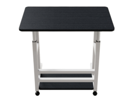 "Living & Home Height Adjustable Overbed Table with Shelves and Wheels -Black " - thumbnail 2