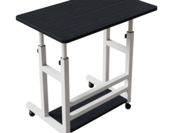 "Living & Home Height Adjustable Overbed Table with Shelves and Wheels -Black " - thumbnail 6