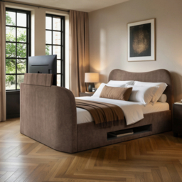 Claybourne TV Ottoman Bed with Side Lift Storage Brown Kingsize - thumbnail 1