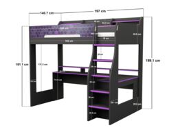 Recoil Ultimate Violet Small Double Gaming High Sleeper Purple - thumbnail 7