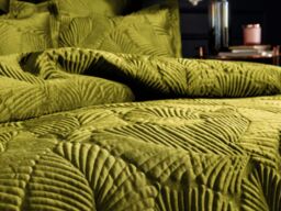 Paoletti Palmeria  Duvet Set with Embroidered Quilted Design-Moss-Single - thumbnail 3