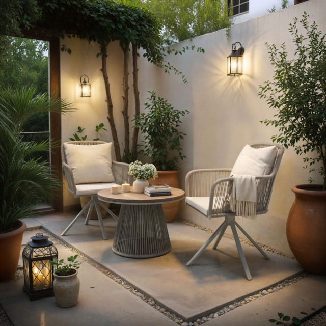 SOLACE+CO Hana Table & Juno Swivel Chairs Garden Bistro Set Beige Rattan - image 1
