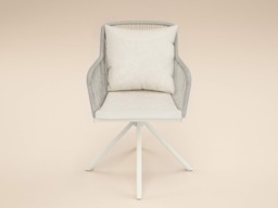 SOLACE+CO Hana Table & Juno Swivel Chairs Garden Bistro Set Beige Rattan - thumbnail 7