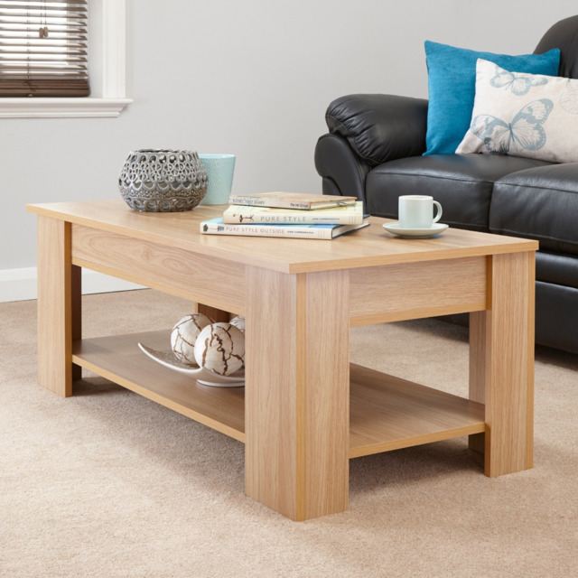 GFW Lift Up Coffee Table with Storage -Oak - image 1