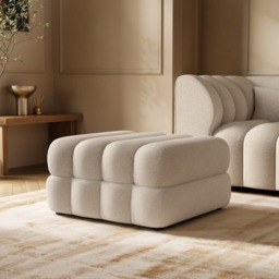 SOLACE+CO Halle Ottoman Storage Footstool Beige Chenille