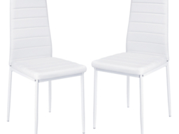 Living & Home Set of 2 Dining Chairs Upholstered Faux Leather-White - thumbnail 3