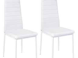 Living & Home Set of 2 Dining Chairs Upholstered Faux Leather-White - thumbnail 5