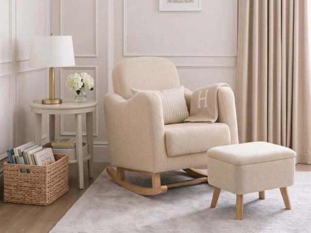 Bebe & Beyond Soother Nursing Chair and Stool Set Oat - image 1