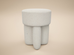 SOLACE+CO Astrid Wave Chenille Round Pouffe Cream - thumbnail 4
