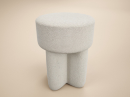 SOLACE+CO Astrid Wave Chenille Round Pouffe Cream - thumbnail 3