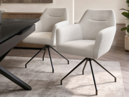 SOLACE+CO Lexi & Isla Dining Set - Extendable Table with 6 Swivel Chairs-Cream Boucle - thumbnail 2