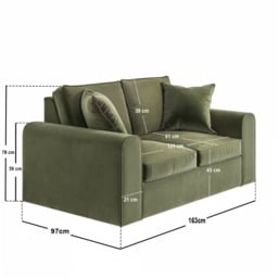 SOLACE+CO Ainsley 2 Seater Sofa Khaki Green Velvet - thumbnail 6