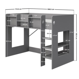 Flair Wizard L Shaped Triple Bunk Bed Grey - thumbnail 7